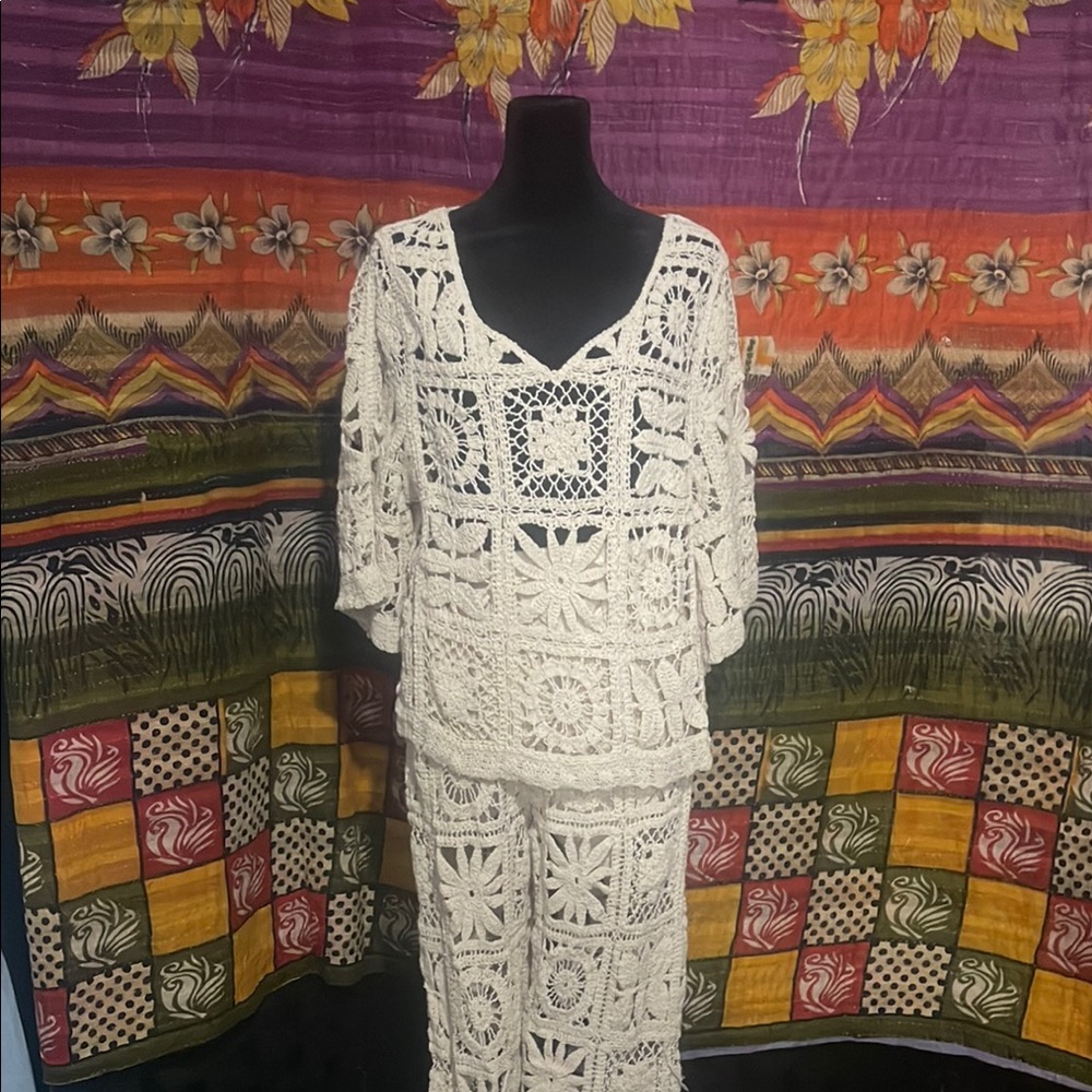 New /tagCrochet Two-Piece Set in Cream